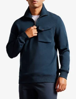Ted Baker Ecos Funnel-neck Cotton-blend Sweatshirt -Falkeis Store R04080976 NAVY ALT02