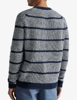Ted Baker Angio Striped Cotton-blend Jumper -Falkeis Store R04081056 BLUE ALT02