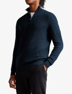 Ted Baker Meaddo Funnel-neck Cotton-blend Jumper 6 Ted Baker Meaddo Funnel-neck Cotton-blend Jumper -Falkeis Store R04081058 NAVY ALT02