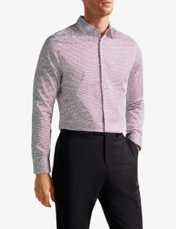 Ted Baker Conifur Regular-fit Stretch-cotton Shirt -Falkeis Store R04081070 LTPINK ALT02
