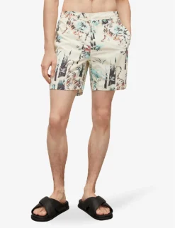 AllSaints Tagise Tiger-print Recycled-polyamide Swim Shorts -Falkeis Store R04081372 ECRU ALT02