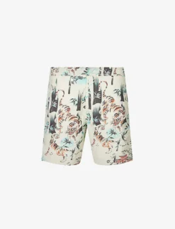 AllSaints Tagise Tiger-print Recycled-polyamide Swim Shorts