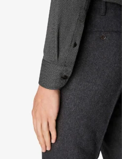 ETON Business Micro-pattern Slim-fit Stretch-jersey Shirt -Falkeis Store R04082116 BROWN ALT04