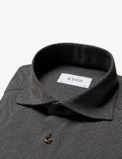 ETON Business Micro-pattern Slim-fit Stretch-jersey Shirt -Falkeis Store R04082116 BROWN ALT06