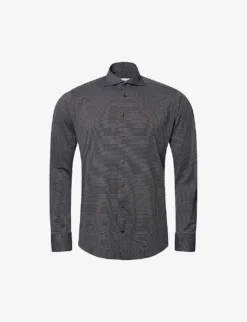 ETON Business Micro-pattern Slim-fit Stretch-jersey Shirt