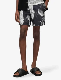 AllSaints Frequency Floral-print Regular-fit Swim Shorts -Falkeis Store R04082484 WSHBLKECRU ALT02
