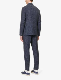 ELEVENTY Single-breasted Wool, Silk And Linen-blend Suit -Falkeis Store R04082509 BLUE ALT03