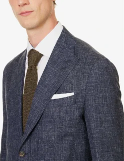 ELEVENTY Single-breasted Wool, Silk And Linen-blend Suit -Falkeis Store R04082509 BLUE ALT04