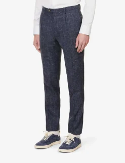 ELEVENTY Single-breasted Wool, Silk And Linen-blend Suit -Falkeis Store R04082509 BLUE ALT06