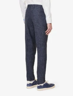 ELEVENTY Single-breasted Wool, Silk And Linen-blend Suit -Falkeis Store R04082509 BLUE ALT07