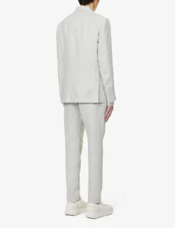 ELEVENTY Peak-lapel Drawstring-waistband Regular-fit Linen Suit 11 ELEVENTY Peak-lapel Drawstring-waistband Regular-fit Linen Suit -Falkeis Store R04082510 GRAY ALT03