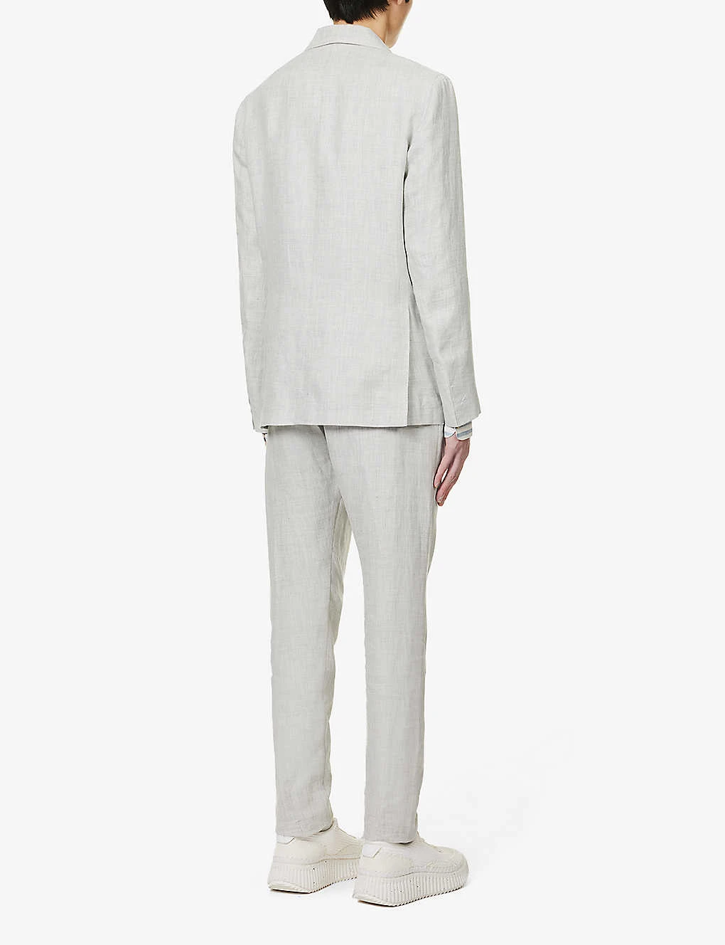 ELEVENTY Peak-lapel Drawstring-waistband Regular-fit Linen Suit 4 ELEVENTY Peak-lapel Drawstring-waistband Regular-fit Linen Suit - Image 4