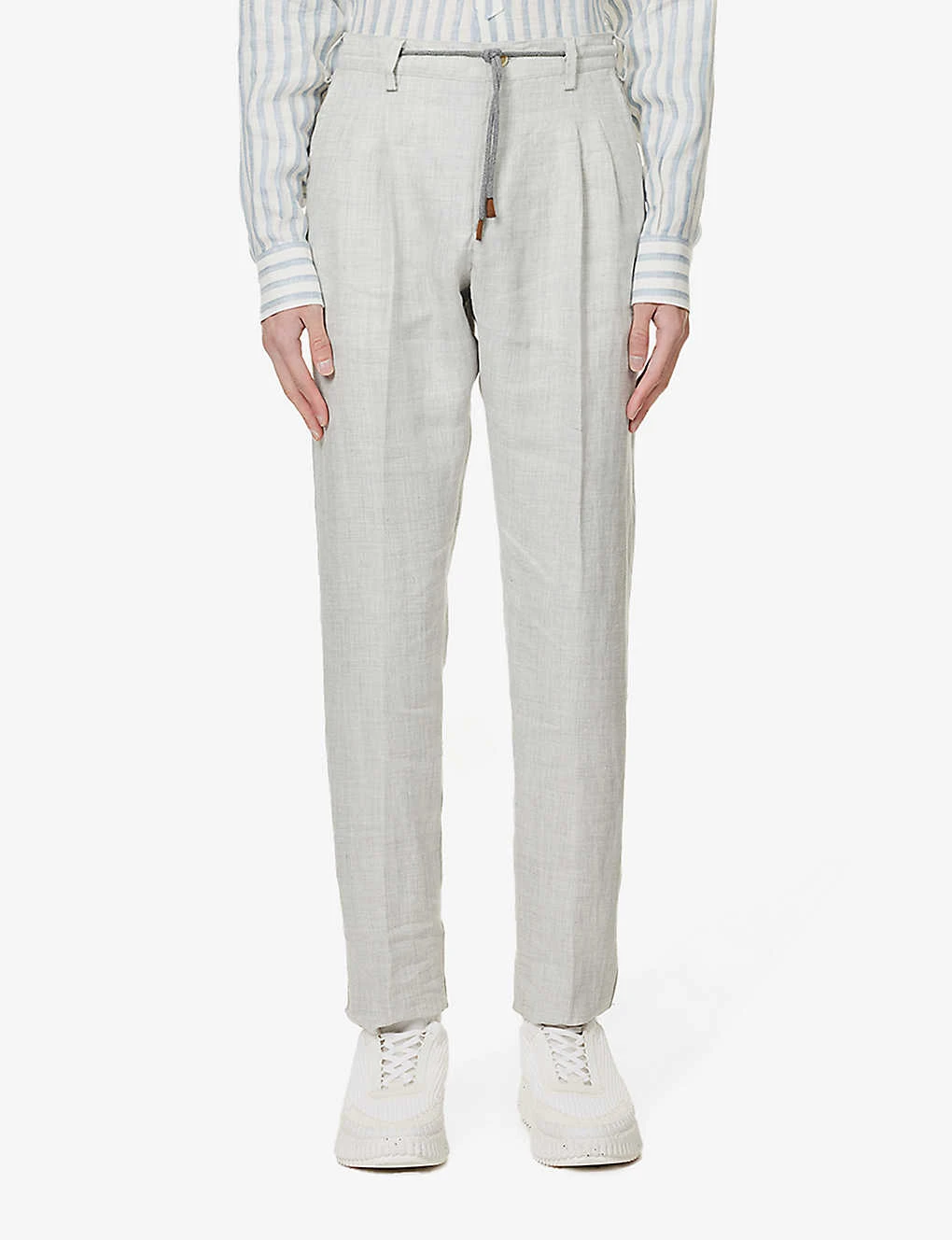 ELEVENTY Peak-lapel Drawstring-waistband Regular-fit Linen Suit 5 ELEVENTY Peak-lapel Drawstring-waistband Regular-fit Linen Suit - Image 5