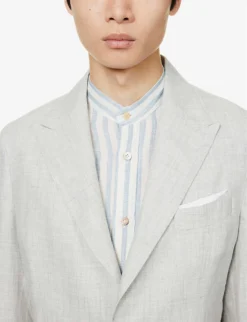 ELEVENTY Peak-lapel Drawstring-waistband Regular-fit Linen Suit 15 ELEVENTY Peak-lapel Drawstring-waistband Regular-fit Linen Suit -Falkeis Store R04082510 GRAY ALT07