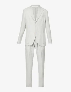 ELEVENTY Peak-lapel Drawstring-waistband Regular-fit Linen Suit