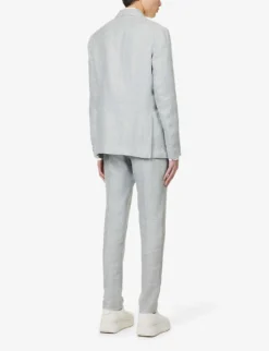 ELEVENTY Single-breasted Peak-lapel Regular-fit Linen Wool And Silk-blend Suit -Falkeis Store R04082514 MILITARYGREEN ALT03