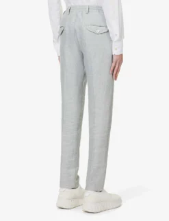 ELEVENTY Single-breasted Peak-lapel Regular-fit Linen Wool And Silk-blend Suit -Falkeis Store R04082514 MILITARYGREEN ALT05