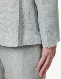 ELEVENTY Single-breasted Peak-lapel Regular-fit Linen Wool And Silk-blend Suit -Falkeis Store R04082514 MILITARYGREEN ALT07