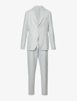 ELEVENTY Single-breasted Peak-lapel Regular-fit Linen Wool And Silk-blend Suit