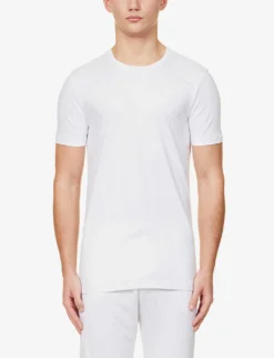 Falke Regular-fit Crewneck Stretch-cotton T-shirt Pack Of Two -Falkeis Store R04086474 WHITE ALT02
