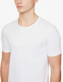Falke Regular-fit Crewneck Stretch-cotton T-shirt Pack Of Two -Falkeis Store R04086474 WHITE ALT04