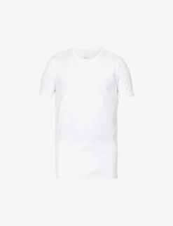 Falke Regular-fit Crewneck Stretch-cotton T-shirt Pack Of Two