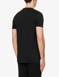 Falke Regular-fit Crewneck Stretch-cotton T-shirt -Falkeis Store R04086476 BLACK ALT03