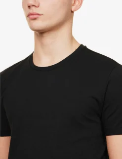 Falke Regular-fit Crewneck Stretch-cotton T-shirt -Falkeis Store R04086476 BLACK ALT04