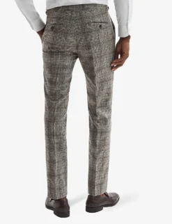 Reiss Alfredo Prince Of Wales-check Wool Trousers -Falkeis Store R04086969 BROWN ALT03