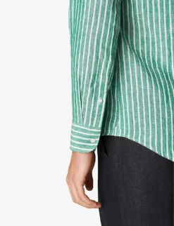 ETON Striped Slim-fit Organic-linen Shirt -Falkeis Store R04088405 MIDGREEN ALT04