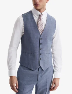 Reiss Wish Slim-fit Stretch Wool-blend Waistcoat 7 Reiss Wish Slim-fit Stretch Wool-blend Waistcoat -Falkeis Store R04091599 SOFTBLUE ALT02