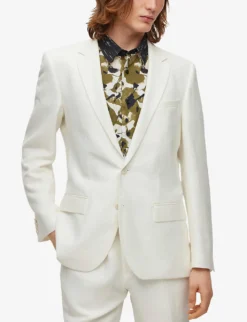 Hugo Single-breasted Slim-fit Linen-blend Suit -Falkeis Store R04093671 WHITE ALT02