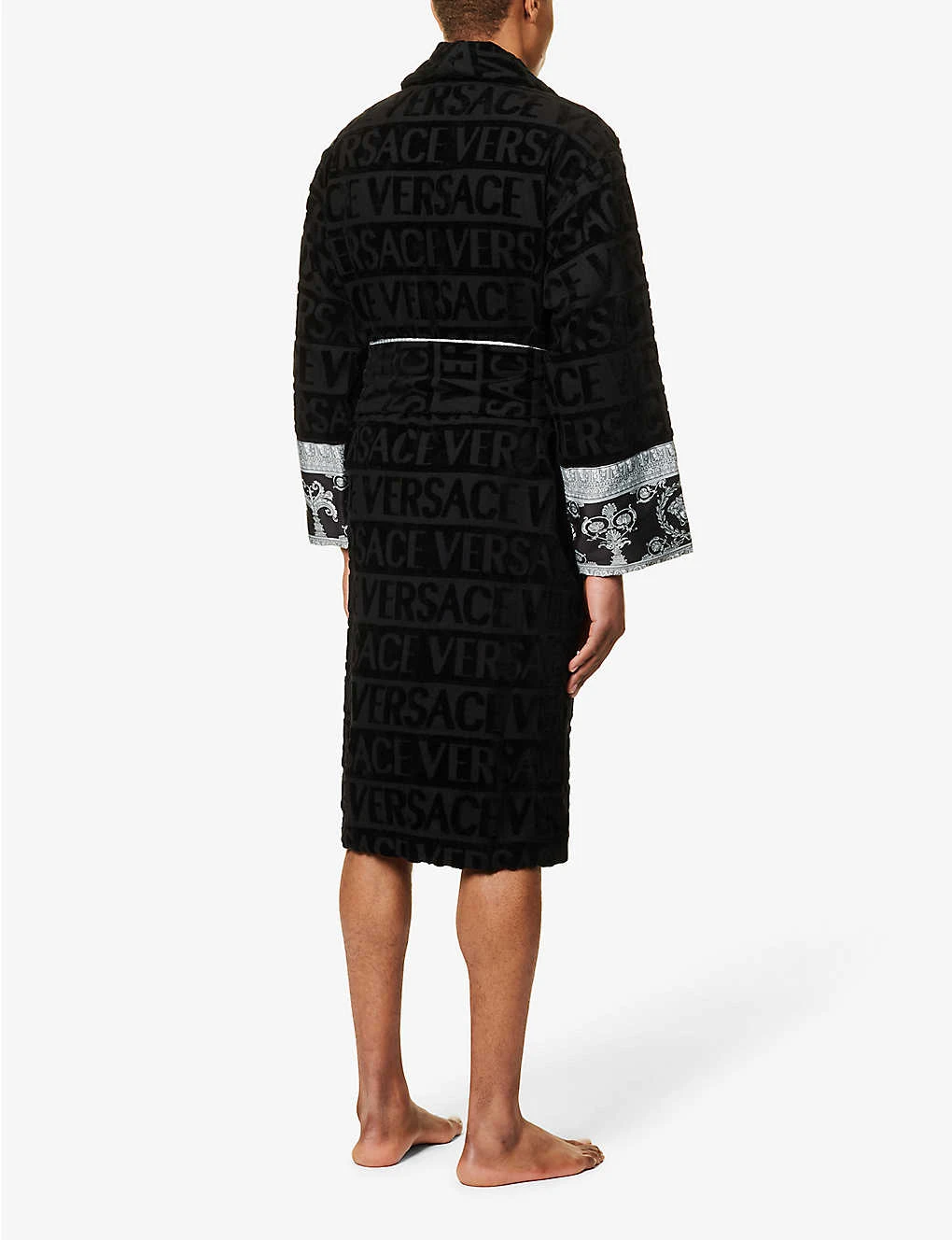 Versace Logo And Baroque-print Cotton-towelling Robe 4 Versace Logo And Baroque-print Cotton-towelling Robe - Image 4