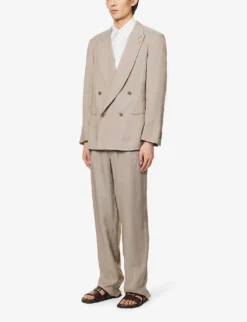 Giorgio Armani Double-breasted Regular-fit Woven Suit 11 Giorgio Armani Double-breasted Regular-fit Woven Suit -Falkeis Store R04096683 PEWTER ALT02