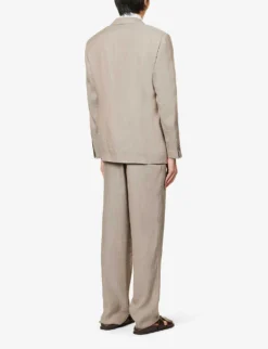 Giorgio Armani Double-breasted Regular-fit Woven Suit 12 Giorgio Armani Double-breasted Regular-fit Woven Suit -Falkeis Store R04096683 PEWTER ALT03