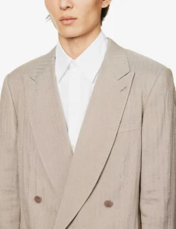 Giorgio Armani Double-breasted Regular-fit Woven Suit 13 Giorgio Armani Double-breasted Regular-fit Woven Suit -Falkeis Store R04096683 PEWTER ALT04