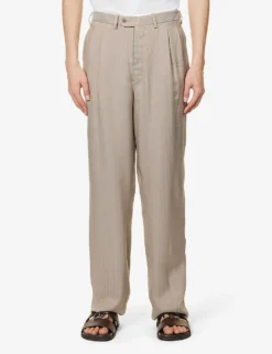 Giorgio Armani Double-breasted Regular-fit Woven Suit 16 Giorgio Armani Double-breasted Regular-fit Woven Suit -Falkeis Store R04096683 PEWTER ALT07