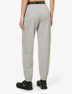 Calvin Klein 1996 Brand-patch Cotton-jersey Jogging Bottoms -Falkeis Store R04096767 GREYHEATHER ALT03