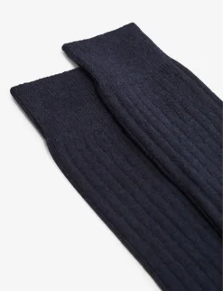 Reiss Cirby Rib-knit Socks -Falkeis Store R04098761 NAVY ALT02