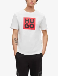 Hugo Logo-print Organic-cotton T-shirt 7 Hugo Logo-print Organic-cotton T-shirt -Falkeis Store R04100798 WHITE ALT02