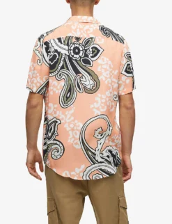 Hugo Graphic-print Relaxed-fit Woven Shirt -Falkeis Store R04101132 LIGHTPASTELRED ALT03