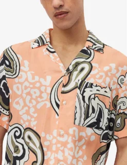 Hugo Graphic-print Relaxed-fit Woven Shirt -Falkeis Store R04101132 LIGHTPASTELRED ALT04