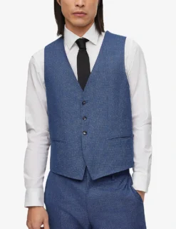 Boss Business Slim-fit Single-breasted Wool-blend Three-piece Suit 10 Boss Business Slim-fit Single-breasted Wool-blend Three-piece Suit -Falkeis Store R04101232 BRIGHTBLUE ALT04