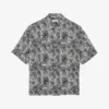 Sandro Graphic-print Relaxed-fit Linen-blend Shirt