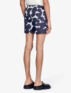 Sandro Flower-print Drawstring-waistband Swim Shorts -Falkeis Store R04102550 BLEUS ALT03