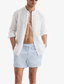 Reiss Coast Stripe-pattern Elasticated-waist Stretch-woven Swim Shorts 7 Reiss Coast Stripe-pattern Elasticated-waist Stretch-woven Swim Shorts -Falkeis Store R04107018 SOFTBLUEWHITE ALT02