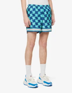 Casablanca Brand-patch Graphic-print Swim Shorts -Falkeis Store R04108435 POOLTILE ALT02