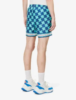 Casablanca Brand-patch Graphic-print Swim Shorts -Falkeis Store R04108435 POOLTILE ALT03