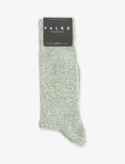 Falke Rain Dye Brand-print Ankle-rise Stretch-organic-cotton And Recycled-polyamide Blend Socks