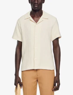 Sandro Honeycomb-woven Regular-fit Cotton Shirt -Falkeis Store R04111203 NATURELS ALT02